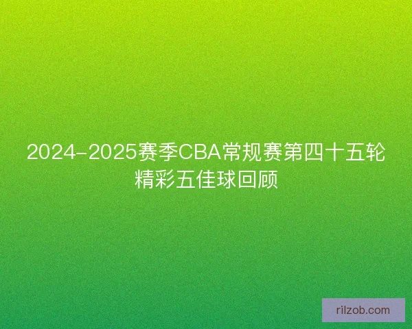2024-2025赛季CBA常规赛第四十五轮精彩五佳球回顾