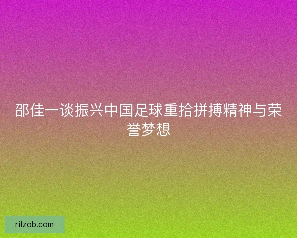 邵佳一谈振兴中国足球重拾拼搏精神与荣誉梦想
