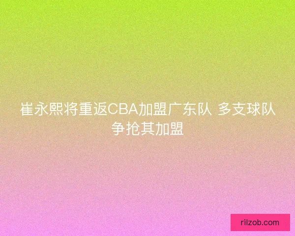 崔永熙将重返CBA加盟广东队 多支球队争抢其加盟